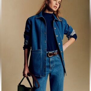 Sezane Will Jacket, Denim Blue, XS